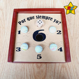 Juego De Mesa ¿por Qué Siempre Yo? Canicas Y Dado De Madera