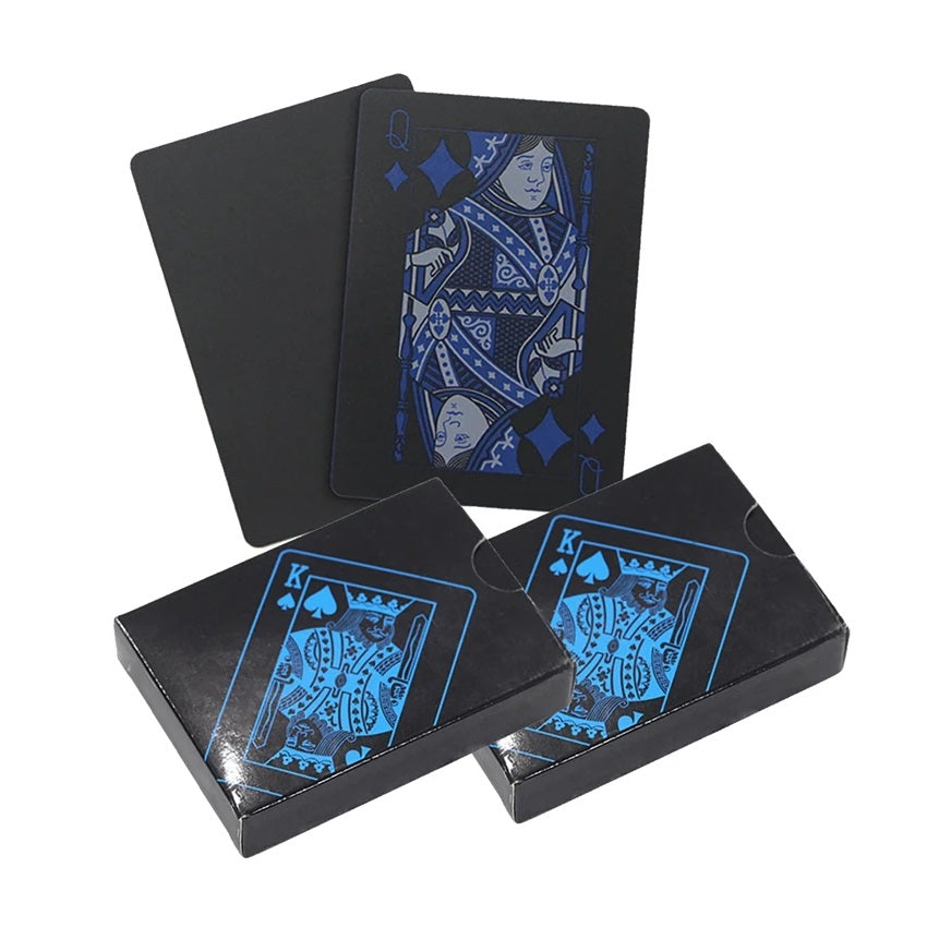 Baraja De Póker De Plástico Negro – 54 Cartas Impermeables Con Estampado Dorado, En Caja De Regalo – Resistente Y Flexible Para Fiestas Y Juegos Profesionales