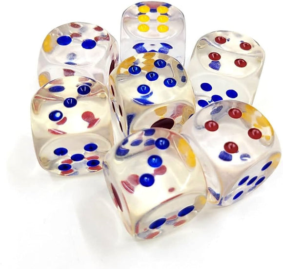 Dados X12 Transparentes Tradicionales Juego Colores Puntos