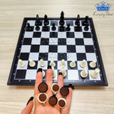 Ajedrez Mediano Magnetico Negro Y Blanco Chess Juego Mesa