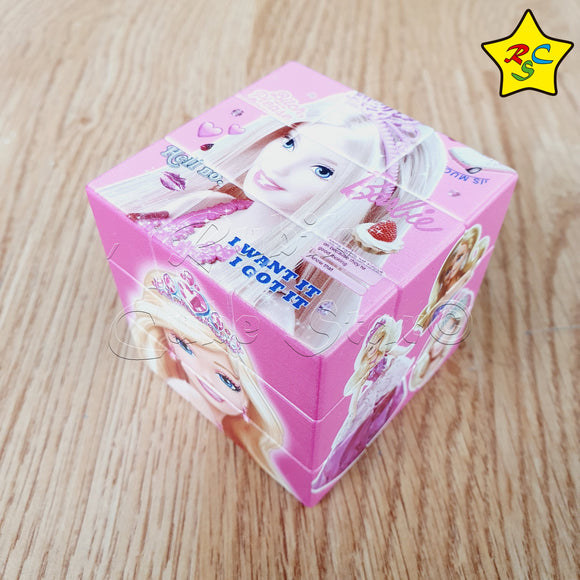Cubo 3x3 Barbie Animado Figuras Impreso Rosado Muñeca