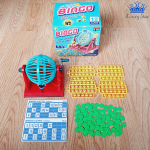 Bingo Balotera Portable Mini Verde + 75 Bolas + Cartones
