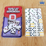 Domino 28 Fichas Color Doble 6 Juego Mesa Caja Metalica