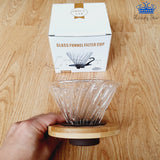 Embudo Vidrio V60 Filtradro Preparar Cafe Base Caucho Madera