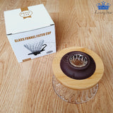 Embudo Vidrio V60 Filtradro Preparar Cafe Base Caucho Madera