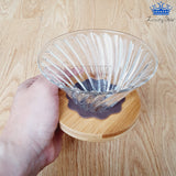 Embudo Vidrio V60 Filtradro Preparar Cafe Base Caucho Madera