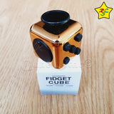 Fidget Cube Goma Metalizado Antiestres 6 En 1 Alta Calidad