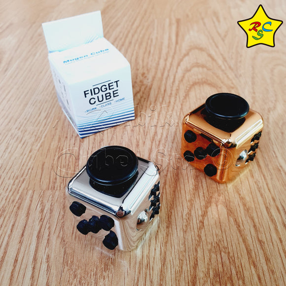 Fidget Cube Goma Metalizado Antiestres 6 En 1 Alta Calidad