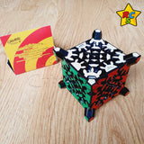 Cubo Timur Gear Skewb Extreme Calvins Puzzle Dino Engranajes Fondo Negro Con Pegatinas