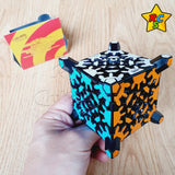 Cubo Timur Gear Skewb Extreme Calvins Puzzle Dino Engranajes Fondo Negro Con Pegatinas