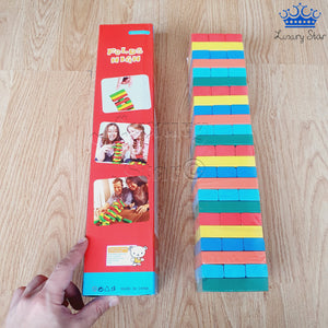 Jenga Madera 72 Piezas Colores Largo Juego Mesa Dados Grande