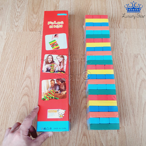 Jenga Madera 72 Piezas Colores Largo Juego Mesa Dados Grande