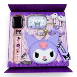 Kit Reloj Audifonos Monedero Hello Kitty Kuromi Niñas Regalo