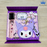Kit Reloj Audifonos Monedero Hello Kitty Kuromi Niñas Regalo