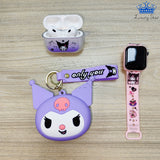 Kit Reloj Audifonos Monedero Hello Kitty Kuromi Niñas Regalo