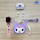 Kit Reloj Audifonos Monedero Hello Kitty Kuromi Niñas Regalo