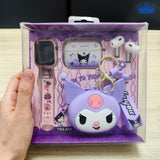 Kit Reloj Audifonos Monedero Hello Kitty Kuromi Niñas Regalo