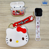 Kit Reloj Audifonos Monedero Hello Kitty Kuromi Niñas Regalo