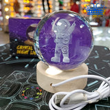 Lampara Esfera 3D Bola Cristal Luz Mesa Noche Personajes