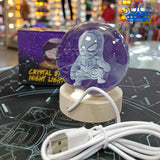 Lampara Esfera 3D Bola Cristal Luz Mesa Noche Personajes