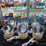 Lampara Esfera 3D Bola Cristal Luz Mesa Noche Personajes
