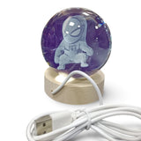 Lampara Esfera 3D Bola Cristal Luz Mesa Noche Personajes