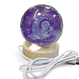 Lampara Esfera 3D Bola Cristal Luz Mesa Noche Personajes