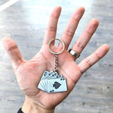 Llavero Cartas Poker Metalico Decoracion Accesorio Regalo Plateado