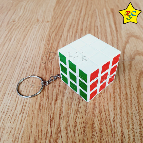 Llavero Cubo 3x3 3cm Magic Cube Funcional Blanco