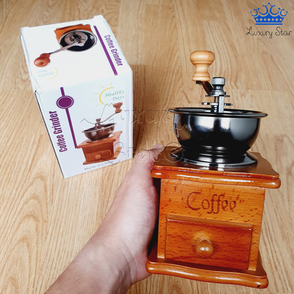 Molino Cafe Manual Madera Cajon Embudo Metalico Cocina