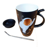 Termo Taza Astronauta Ceramica Mug Espacio Detalle + Pitillo