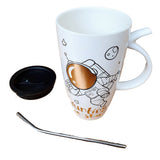Termo Taza Astronauta Ceramica Mug Espacio Detalle + Pitillo