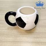 Mug Balon Futbol Ceramica Blanco Negro Detalle Coleccion