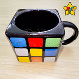 Mug Cubo 3x3 Negro Pocillo Ceramica Coleccion Taza Bebidas
