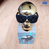Parlante Calavera Gafas Metalizado Sonido Decorativo Musica