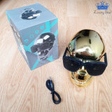 Parlante Calavera Gafas Metalizado Sonido Decorativo Musica