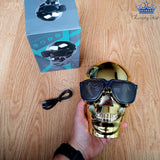 Parlante Calavera Gafas Metalizado Sonido Decorativo Musica