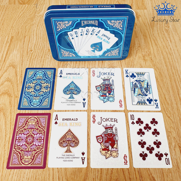Baraja Plastica Sea King X2 Poker Naipes Caja Metalica