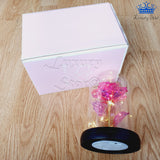 Rosa Eterna Rosada Tornasol Luces Led Alumbra Flor Regalo