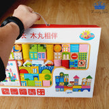 Set Bloques Construcción Madera x72 Piezas Infantil Bebes