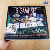 Set De Poker Ruleta Dados 5 Juegos En 1 En Caja Metalica