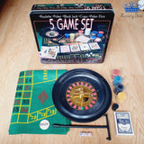 Set De Poker Ruleta Dados 5 Juegos En 1 En Caja Metalica