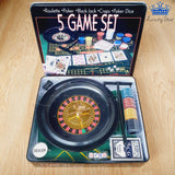 Set De Poker Ruleta Dados 5 Juegos En 1 En Caja Metalica