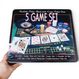 Set De Poker Ruleta Dados 5 Juegos En 1 En Caja Metalica