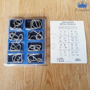 Set Puzzles Metalico X8 Rompecabeza Alambre Logica Destreza