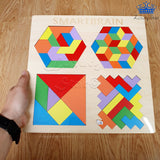 Juego Tangram 4 En 1 Colores Madera Figuras Rompecabezas