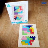 Tangram Calendario Madera Colores Puzzle Rompecabezas Figura