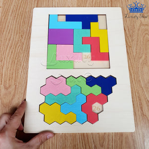 Tangram Calendario Madera Colores Puzzle Rompecabezas Figura
