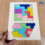 Tangram Calendario Madera Colores Puzzle Rompecabezas Figura