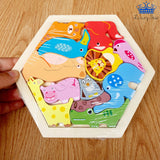 Tangram Hexagonal Madera Animales Dinosaurios Carros Puzzle